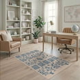 thumbnail image 1 of ODIKA 4'x6' Blue Botanical Cream And Tufted Washable Area Rug Intricate Floral Motifs With Birds Butterflies Classic Non-Slip, Chair-Friendly, Flatwoven for Home Office, Under Desk, 1 of 7