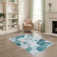 thumbnail image 1 of ODIKA 4'x6' Blue Teal Abstract Geometric Rounded Forms Washable Area Rug Modern Overlapping Shapes Minimalist Scandinavian Pet Friendly, Non-Shedding for Bedroom, Reading Nook, 1 of 7