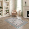 thumbnail image 1 of ODIKA 4'x6' Blue Teal Abstract Medallion Geometric Washable Area Rug Contemporary Scattered Motif Pattern with Diamond Stain Resistant, Low Pile, Easy Care for Dorm Room, Small Living, 1 of 7