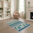thumbnail image 1 of ODIKA 4'x6' Blue Teal Geometric Striped Contemporary Washable Area Rug Modern Abstract Horizontal Bands With Circles for Bedroom, Reading Nook, Pet Friendly & Non-Shedding, 1 of 7