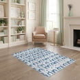 thumbnail image 1 of ODIKA 4'x6' Blue White Geometric Arch Pattern Washable Area Rug Modern Abstract Design with Circular Accents Pet Friendly, Non-Shedding for Bedroom, Reading Nook, 1 of 7