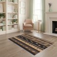 thumbnail image 1 of ODIKA 4'x6' Brown Beige Geometric Striped Pattern Washable Area Rug Contemporary Vertical Bands Featuring Rectangular Stain Resistant, Low Pile, Easy Care for Dorm Room, Small Living, 1 of 7