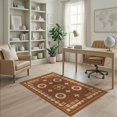 thumbnail image 1 of ODIKA 4'x6' Brown Clay Spice Geometric Cross Pattern Washable Area Rug Symmetrical Medallion Motifs With Traditional for Bedroom, Reading Nook, Pet Friendly & Non-Shedding, 1 of 7