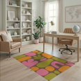 thumbnail image 1 of ODIKA 4'x6' Brown Earthy Modern Abstract Shapes Design Washable Area Rug Retro Inspired Bold Geometric and Organic Motifs for Home Office, Under Desk, Non-Slip Chair-Friendly, Flatwoven, 1 of 7