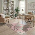 thumbnail image 1 of ODIKA 4'x6' Brown Pink Mocha Abstract Swirl Washable Area Rug Retro Contemporary Pattern with Leaf Motif Stain Resistant, Low Pile, Easy Care for Dorm Room, Small Living, 1 of 7