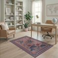 thumbnail image 1 of ODIKA 4'x6' Dusty Rose Lotus Botanical Washable Area Rug Flying Birds Water Lilies Floral Motifs Decorative Geometric Border Pet Friendly, Non-Shedding for Bedroom, Reading Nook, 1 of 7
