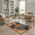 thumbnail image 1 of ODIKA 4'x6' Earthy Tones Abstract Geometric Harmony Washable Area Rug Elegant Blend of Shapes and Minimalist Style Stain Resistant, Low Pile, Easy Care for Dorm Room, Small Living, 1 of 7