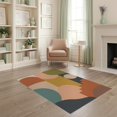 thumbnail image 1 of ODIKA 4'x6' Earthy Tones Geometric Mid Century Washable Area Rug Abstract Shapes with Retro Elegance Non-Slip, Chair-Friendly, Flatwoven for Home Office, Under Desk, 1 of 7