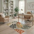 thumbnail image 1 of ODIKA 4'x6' Earthy Tones Mid-Century Modern Design Washable Area Rug Abstract Botanical Pattern with Retro Flair for Home Office, Under Desk, Non-Slip Chair-Friendly, Flatwoven, 1 of 7