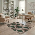 thumbnail image 1 of ODIKA 4'x6' Forest Green Geometric Tufted Washable Area Rug Modern Art With Bold Angular Lines Ornamental for Home Office, Under Desk, Non-Slip Chair-Friendly, Flatwoven, 1 of 7