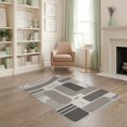 thumbnail image 1 of ODIKA 4'x6' Gray Beige Blue Geometric Slate Design Washable Area Rug Modern Abstract Pattern with Accents Non-Slip, Chair-Friendly, Flatwoven for Home Office, Under Desk, 1 of 3
