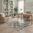 thumbnail image 1 of ODIKA 4'x6' Gray Blue Geometric Sky Design Washable Area Rug Intricate Apricot Mist Motif with Borders for Bedroom, Reading Nook, Pet Friendly & Non-Shedding, 1 of 7