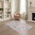 thumbnail image 1 of ODIKA 4'x6' Gray Pink Blush Floral Elegance Washable Area Rug Charming Peony Pattern in Soft Pastels Stain Resistant, Low Pile, Easy Care for Dorm Room, Small Living, 1 of 7