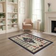 thumbnail image 1 of ODIKA 4'x6' Gray Teal Geometric Pattern Washable Area Rug Intricate Ink Multi Motif Design for Home Office, Under Desk, Non-Slip Chair-Friendly, Flatwoven, 1 of 7