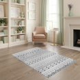 thumbnail image 1 of ODIKA 4'x6' Gray White Monochrome Geometric Striped Washable Area Rug Horizontal Bands Multi-Motif Diamond for Bedroom, Reading Nook, Pet Friendly & Non-Shedding, 1 of 7