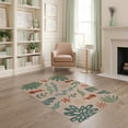 thumbnail image 1 of ODIKA 4'x6' Green Clay Botanical Motif Pattern Design Washable Area Rug Abstract Floral with Shapes Pet Friendly, Non-Shedding for Bedroom, Reading Nook, 1 of 7