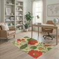 thumbnail image 1 of ODIKA 4'x6' Green Red Blossom Elegance Inspired by Washable Area Rug Floral Symphony with Vintage Charm and Grace Stain Resistant, Low Pile, Easy Care for Dorm Room, Small Living, 1 of 7