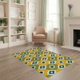 thumbnail image 1 of ODIKA 4'x6' Green Yellow Retro Geometric Design Washable Area Rug Bold Mid-Century Modern Pattern for Bedroom, Reading Nook, Pet Friendly & Non-Shedding, 1 of 7