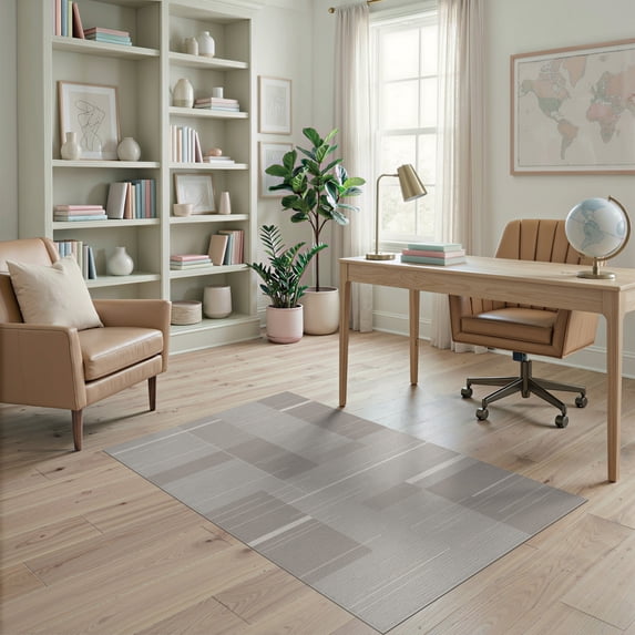 ODIKA 4'x6' Grey Soft Modern Block Pattern Washable Area Rug Minimalist Geometric Rectangle Composition Pet Friendly, Non-Shedding for Bedroom, Reading Nook