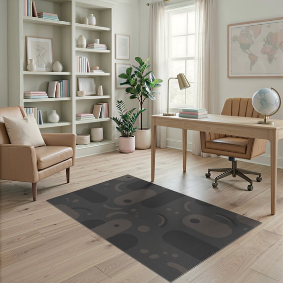 ODIKA 4'x6' Grey Taupe Modern Abstract Geometric Washable Area Rug Contemporary Shapes Minimalist for Bedroom, Reading Nook, Pet Friendly & Non-Shedding
