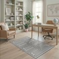 thumbnail image 1 of ODIKA 4'x6' Ivory Geometric Maze Washable Area Rug Modern Labyrinth Design With Intricate Motifs for Dorm Room, Small Living Stain Resistant Low Profile, Easy Care, 1 of 7