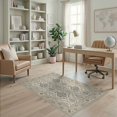 thumbnail image 1 of ODIKA 4'x6' Ivory Traditional Botanical Damask Ornate Washable Area Rug Classic Victorian Style Floral Medallion Design With Intricate Border for Bedroom, Reading Nook, Pet Friendly & Non-Shedding, 1 of 7