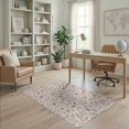 thumbnail image 1 of ODIKA 4'x6' Light Pink Cream Botanical Wildflower Washable Area Rug Delicate Scattered Floral Motifs With Whimsical Branch for Dorm Room, Small Living Stain Resistant Low Profile, Easy Care, 1 of 7