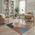 thumbnail image 1 of ODIKA 4'x6' Muted Earth Tones Abstract Design Washable Area Rug Modern Organic Shapes with Minimalist Flair Stain Resistant, Low Pile, Easy Care for Dorm Room, Small Living, 1 of 7