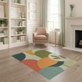 thumbnail image 1 of ODIKA 4'x6' Muted Earth Tones Hidden Shore Washable Area Rug Abstract Geometric Design with Leaf Motif for Dorm Room, Small Living Stain Resistant Low Profile, Easy Care, 1 of 7