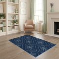 thumbnail image 1 of ODIKA 4'x6' Navy Blue Geometric Floral Washable Area Rug Contemporary Tiled Motif With Angular Corner Details And Repeating Eight Pet Friendly, Non-Shedding for Bedroom, Reading Nook, 1 of 7