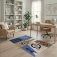 thumbnail image 1 of ODIKA 4'x6' Navy Geometric Abstract Design With Modern Washable Area Rug Nautical Ornamental Balanced Border Layout for Dorm Room, Small Living Stain Resistant Low Profile, Easy Care, 1 of 7