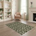 thumbnail image 1 of ODIKA 4'x6' Olive Green Geometric Elegance Washable Area Rug Intricate Bordered Design with Modern Flair Pet Friendly, Non-Shedding for Bedroom, Reading Nook, 1 of 7