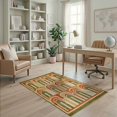 thumbnail image 1 of ODIKA 4'x6' Olive Green Mid Century Geometric Arch Washable Area Rug Retro Curved Arches Earthy Palette Minimalist Repeat for Bedroom, Reading Nook, Pet Friendly & Non-Shedding, 1 of 7