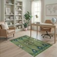 thumbnail image 1 of ODIKA 4'x6' Olive Green Southwestern Geometric Washable Area Rug Traditional Aztec Motifs With Stepped Border Design And Symmetrical for Home Office, Under Desk, Non-Slip Chair-Friendly, Flatwoven, 1 of 7