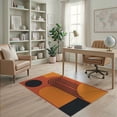thumbnail image 1 of ODIKA 4'x6' Orange Black Abstract Geometric Sunrise Washable Area Rug Modern Artistic Interpretation with Bold Curves for Bedroom, Reading Nook, Pet Friendly & Non-Shedding, 1 of 7