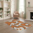 thumbnail image 1 of ODIKA 4'x6' Orange Black Mid Century Modern Design Washable Area Rug Abstract Kwaito Style with Fluid Shapes for Dorm Room, Small Living Stain Resistant Low Profile, Easy Care, 1 of 7