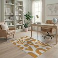 thumbnail image 1 of ODIKA 4'x6' Orange Mid Century Modern Shapes Washable Area Rug Abstract Danish Pattern with Organic Forms for Home Office, Under Desk, Non-Slip Chair-Friendly, Flatwoven, 1 of 7