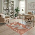 thumbnail image 1 of ODIKA 4'x6' Orange Warm Peach Elegance with Abstract Washable Area Rug Modern Minimalist Design, Serene Nature Motifs Stain Resistant, Low Pile, Easy Care for Dorm Room, Small Living, 1 of 7