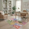 thumbnail image 1 of ODIKA 4'x6' Pastel Multicolor Botanical Harmony Washable Area Rug Relaxing Abstract Nature Design Pet Friendly, Non-Shedding for Bedroom, Reading Nook, 1 of 4