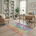 thumbnail image 1 of ODIKA 4'x6' Pastel Rainbow Geometric Washable Area Rug Modern Artistic Flowing Shapes Minimalist Mid Century Graphic for Home Office, Under Desk, Non-Slip Chair-Friendly, Flatwoven, 1 of 7