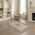 thumbnail image 1 of ODIKA 4'x6' Tan Brown Medallion Geometric Design Washable Area Rug Intricate Border with Symmetrical Patterns Pet Friendly, Non-Shedding for Bedroom, Reading Nook, 1 of 7