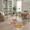 thumbnail image 1 of ODIKA 4'x6' Terracotta And Mustard Abstract Shapes Washable Area Rug Modern Organic Leaf Floral Pattern for Bedroom, Reading Nook, Pet Friendly & Non-Shedding, 1 of 7
