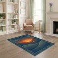 thumbnail image 1 of ODIKA 4'x6' Ultra-Soft Area Rug, Abstract Distressed Sunset Ridge Border Round Wave Landscape Refined Structured None Washable, Bare feet friendly, Silk-Touch for Bedroom Home office, 1 of 7