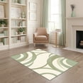 thumbnail image 1 of ODIKA 4'x6' Ultra-Soft Area Rug, Abstract Entryway Minimalist Waves Contemporary Flowing Arc Sage Dynamic None Washable, Bare feet friendly, Silk-Touch for Bedroom Home office, 1 of 7