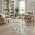 thumbnail image 1 of ODIKA 4'x6' Ultra-Soft Area Rug, Abstract Geometric Interlocking Diamond Triangle Distressed Border None Washable, Bare feet friendly, Silk-Touch for Bedroom Home office, 1 of 7