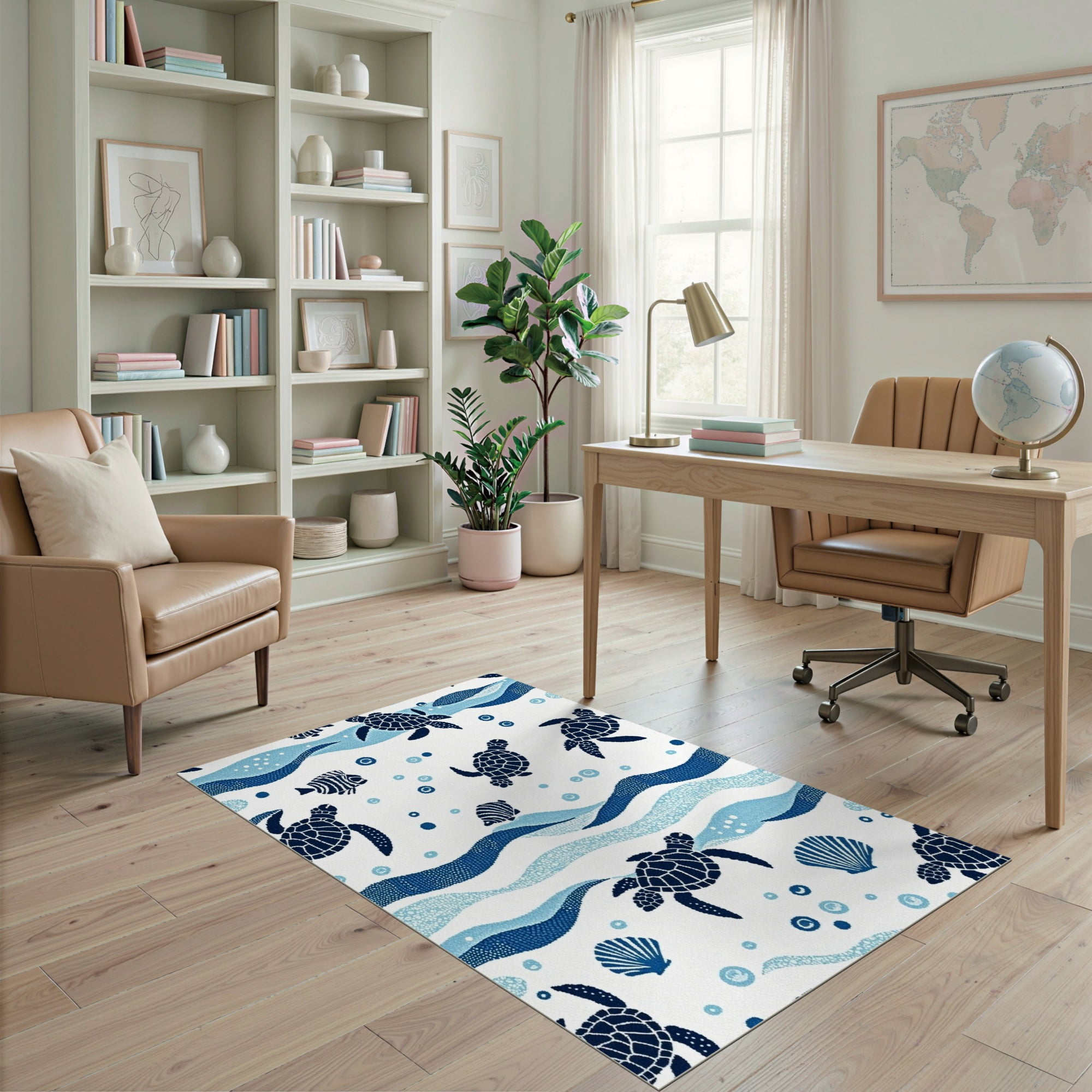 Turtle Outside Rugs ODIKA 4'x6' Ultra-Soft Area Rug, Animals Turtle Nautical Spotted Ocean ...