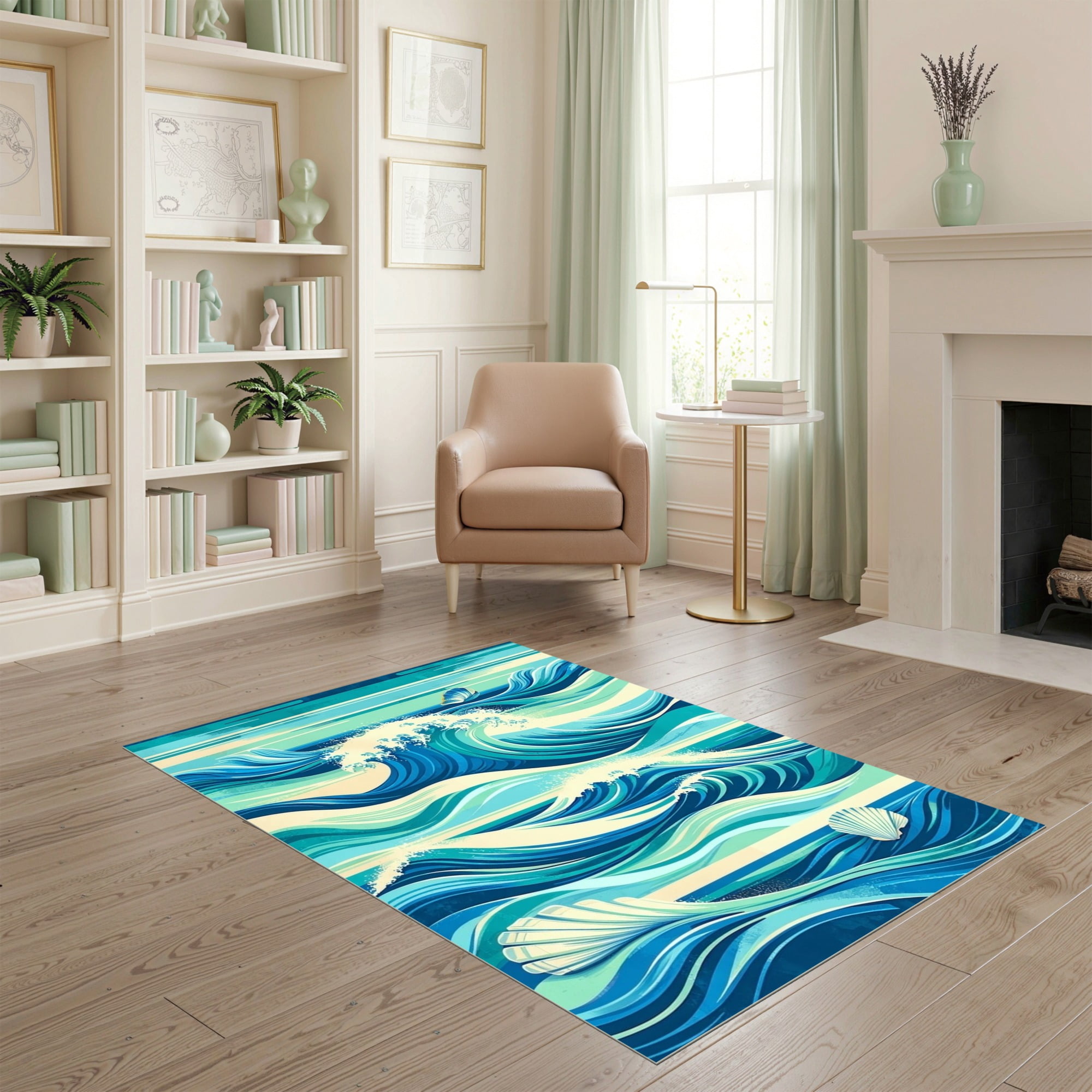 ODIKA 4'x6' Ultra-Soft Area Rug, Bathroom Swirling Wave Abstract ...
