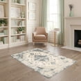 thumbnail image 1 of ODIKA 4'x6' Ultra-Soft Area Rug, Beige Vintage Boho Field Scroll Border Distressed Neutral Cream None Washable, Bare feet friendly, Silk-Touch for Bedroom Home office, 1 of 7