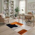 thumbnail image 1 of ODIKA 4'x6' Ultra-Soft Area Rug, Black Orange Abstract Geometric Dynamic Curved Shapes with Modern Flair Washable, Bare feet friendly, Silk-Touch for Bedroom Home office, 1 of 7