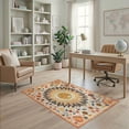 thumbnail image 1 of ODIKA 4'x6' Ultra-Soft Area Rug, Boho Hallway Retro Distressed Border Hallways Flower Vine Mirrored None Washable, Bare feet friendly, Silk-Touch for Bedroom Home office, 1 of 7